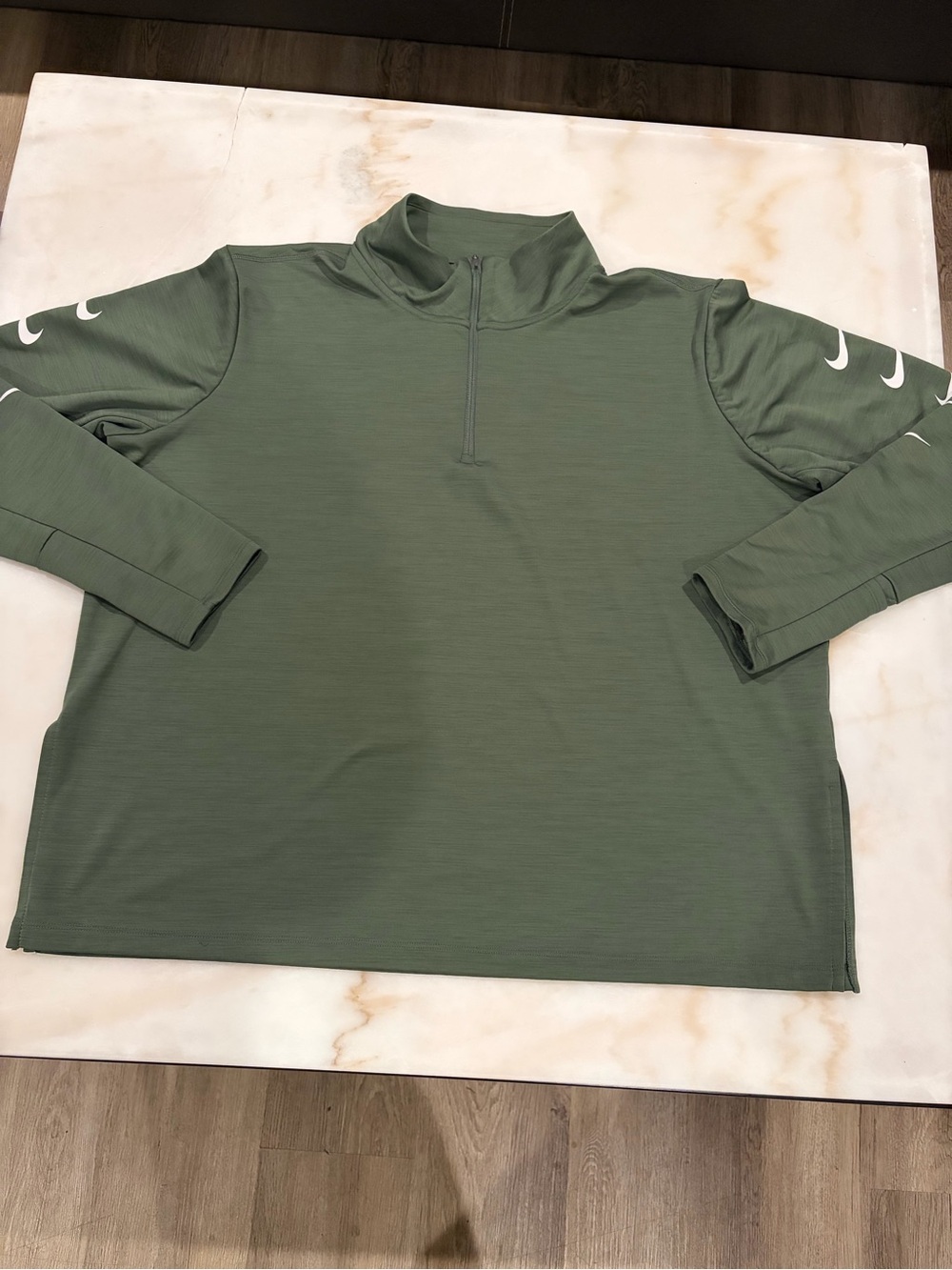 Nike womens Olive Green Quarter-Zip Performance Top